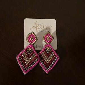 NEW Allie Beads pink beaded earring